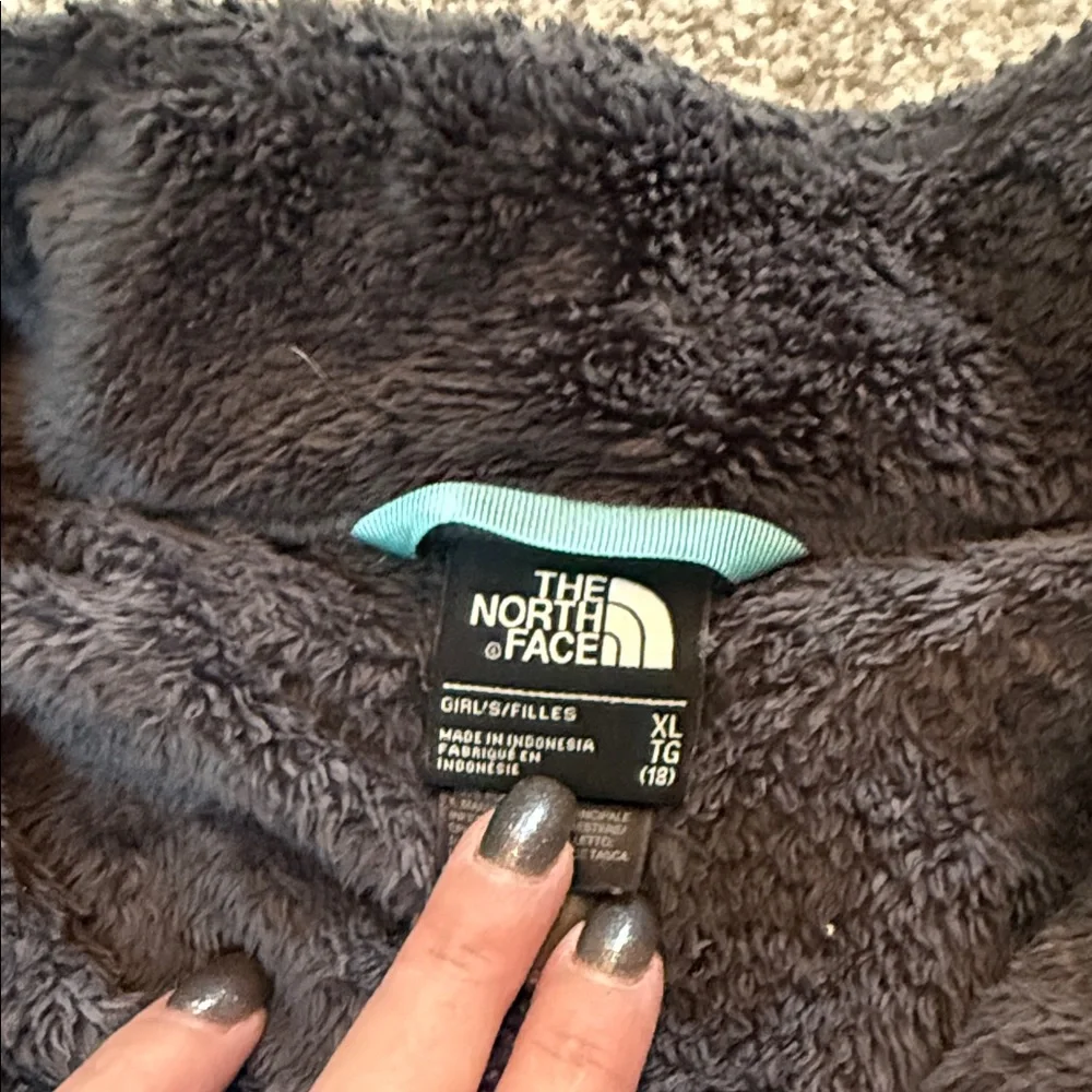 The North Face Fleece Jacket - Charcoal and Teal Youth XL or Ladies S-M - Picture 3 of 7
